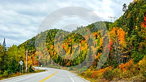 On the road, autumn colors, Tadoussac Quebec