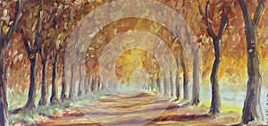 Cesty v jeseň les olej maľovanie 