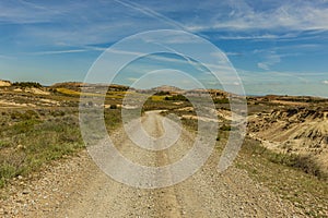 Road in the Bardenas Reales Navarre desert