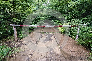 Road barrier near old bunker in Moldova