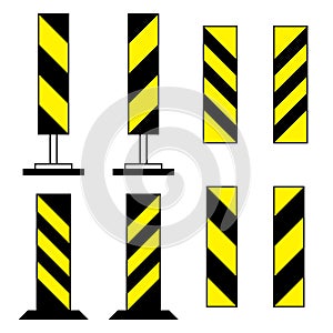 Road barriers, under construction icon set, isolated on white background, vector illustration.