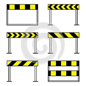 Road barriers, under construction icon set, isolated on white background, vector illustration.