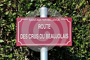 Road of Beaujolais wine sign