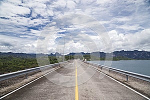 Road on the beautiful dam