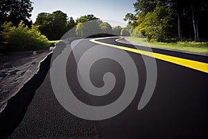 road being repaved with new asphalt, showing fresh black surface