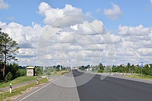 Road in Belarus on a clear summer day