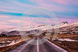 Road through Berufjordur in east Iceland photo