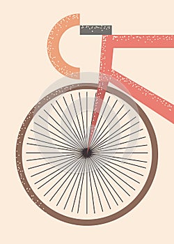 road bike front area. minimalism retro style. cycling abstract vector illustration
