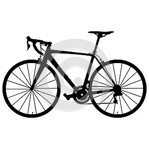 Road bike Modern bike  Silhouette isolated on white background