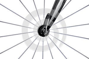 Road bike wheel with spokes