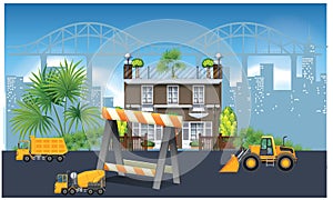 A road block in front of house