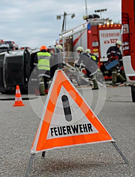 Road blocked by german fire department.