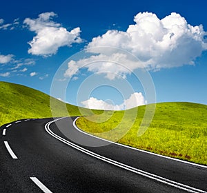 Road and blue sky