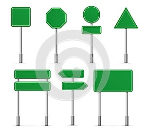 Road board highway signs icons. Vector street signboard information pointer, street direction road signs templates