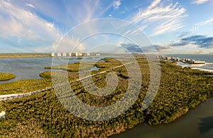 Road through Bonita Beach in Florida from an aerial view