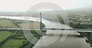 A road bridge. Cable-stayed bridge over the River Suir in Ireland