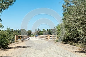 Road bridge over a flooded Orange River at Grootdrink