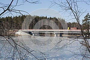 A road bridge over a river in the Karelian region