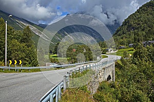 Road bridge over the river Valldola at Gronning, More og Romsdal county, Norway