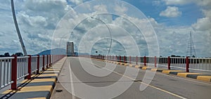 road bridge river sky land