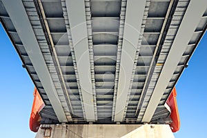 Road bridge span close-up - bottom view