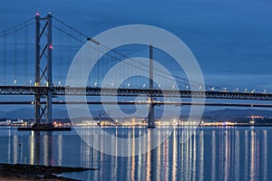 Road Bridges over Firth of Forth near Queensferry in Scotland