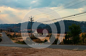 Road with buildings in the distance in Dalat