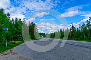 Road and a bus stop in Lapland