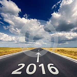 Road business concept for the upcoming new year 2016