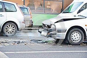 Road car crash collision in urban street