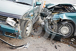 Road car crash collision in urban street