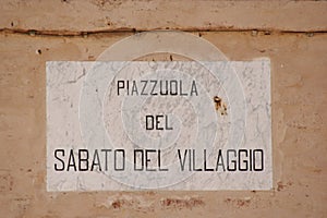 Road cartel named with a poem of Giacomo Leopardi