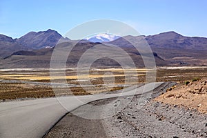 Road at Chile-Bolivia border, Lauca National Park, Chile