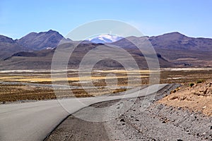 Road at Chile-Bolivia border, Lauca National Park, Chile photo