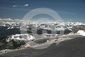 Road circling around Mt. Evans after a snow fall.