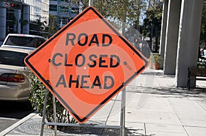 Road Closed Ahead Sign