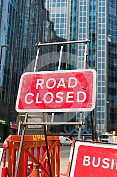 Road closed sign