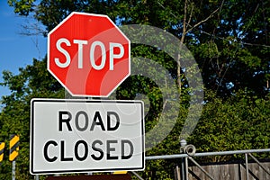 Road closed sign on the city.