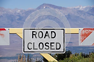 Road Closed Sign On a Metal Gate