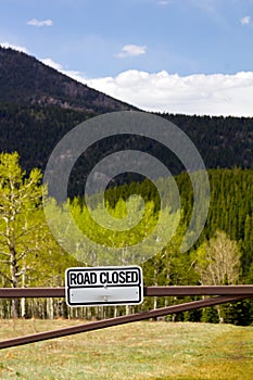 Road Closed Sign in the Outdoors