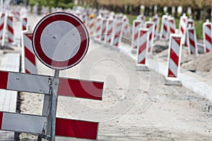 Road closed sign because of road reconstruction