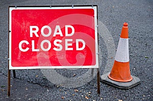 Road closed sign