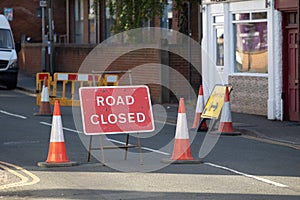 Road closed sign on UK Highway