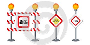 road closed signs flat icon for apps or website