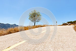 Road through Coll de rates uphill into mountains