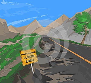 Road collapse scene