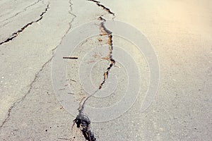 Road collapsed and subsidence cracking