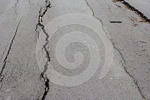 Road collapsed and subsidence cracking