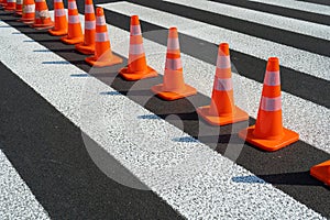 Road Cone, Construction Cone, Red Plastic Warning Sign, Road Witches' Hat, Channelizing Cone on Street