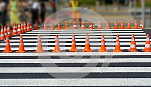 Road Cone, Construction Cone, Red Plastic Warning Sign, Road Witches' Hat, Channelizing Cone on Street